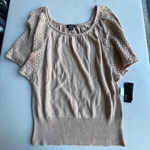 ALYX NWT Women's Tan Knit Sweater Crochet Lace Butterfly Sleeve Size Medium